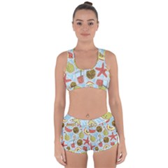Tropical pattern Racerback Boyleg Bikini Set