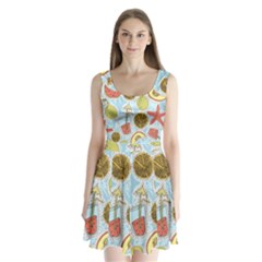 Tropical pattern Split Back Mini Dress 