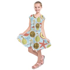 Tropical pattern Kids  Short Sleeve Dress