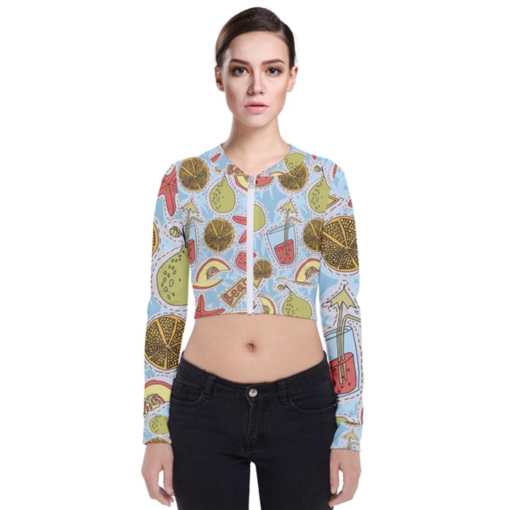 Tropical pattern Long Sleeve Zip Up Bomber Jacket