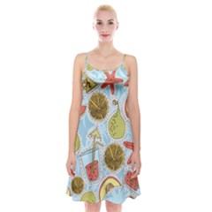Tropical pattern Spaghetti Strap Velvet Dress