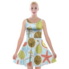 Tropical pattern Velvet Skater Dress