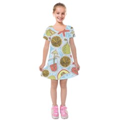 Tropical pattern Kids  Short Sleeve Velvet Dress