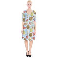 Tropical Pattern Wrap Up Cocktail Dress