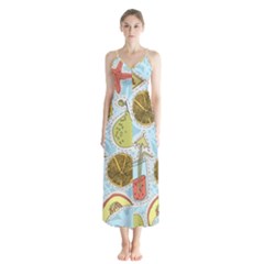 Tropical pattern Button Up Chiffon Maxi Dress