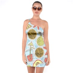 Tropical pattern One Soulder Bodycon Dress