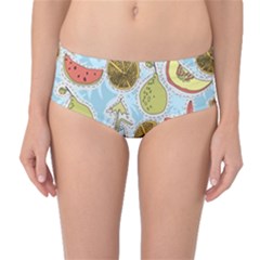 Tropical Pattern Mid-waist Bikini Bottoms by GretaBerlin