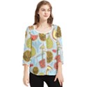 Tropical pattern Chiffon Quarter Sleeve Blouse View1