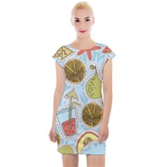 Tropical Pattern Cap Sleeve Bodycon Dress by GretaBerlin