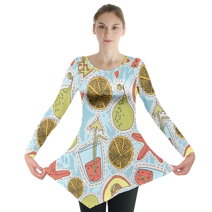 Tropical pattern Long Sleeve Tunic 