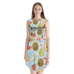 Tropical Pattern Sleeveless Chiffon Dress  