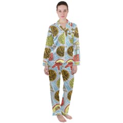 Tropical pattern Satin Long Sleeve Pyjamas Set