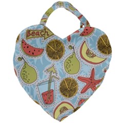 Tropical pattern Giant Heart Shaped Tote