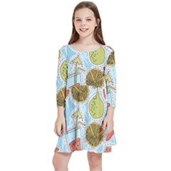 Tropical pattern Kids  Quarter Sleeve Skater Dress