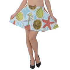 Tropical Pattern Velvet Skater Skirt by GretaBerlin