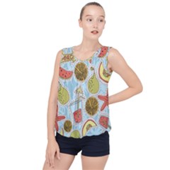 Tropical Pattern Bubble Hem Chiffon Tank Top