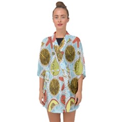 Tropical Pattern Half Sleeve Chiffon Kimono by GretaBerlin