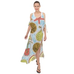 Tropical pattern Maxi Chiffon Cover Up Dress