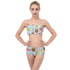 Tropical Pattern Layered Top Bikini Set