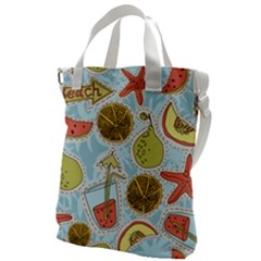 Tropical Pattern Canvas Messenger Bag