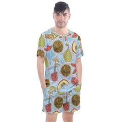 Tropical Pattern Men s Mesh Tee And Shorts Set