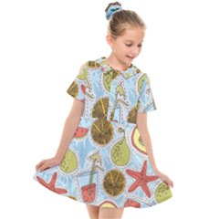 Tropical pattern Kids  Short Sleeve Shirt Dress