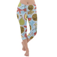 Tropical pattern Lightweight Velour Capri Yoga Leggings