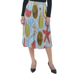 Tropical pattern Classic Velour Midi Skirt 