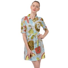 Tropical pattern Belted Shirt Dress