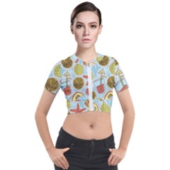 Tropical pattern Short Sleeve Cropped Jacket