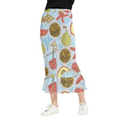 Tropical pattern Maxi Fishtail Chiffon Skirt
