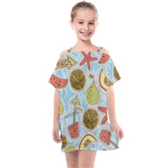 Tropical pattern Kids  One Piece Chiffon Dress