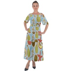 Tropical pattern Shoulder Straps Boho Maxi Dress 