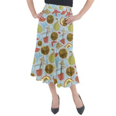 Tropical pattern Midi Mermaid Skirt