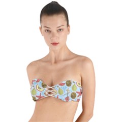 Tropical Pattern Twist Bandeau Bikini Top by GretaBerlin