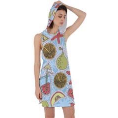 Tropical pattern Racer Back Hoodie Dress