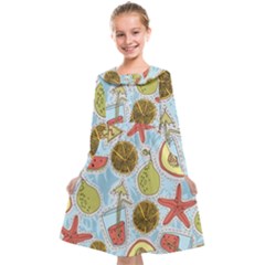 Tropical pattern Kids  Midi Sailor Dress