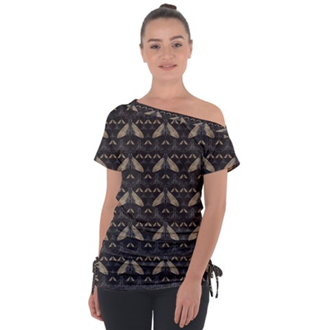 Moth Pattern Tie-up Tee by GretaBerlin