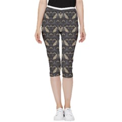 Moth pattern Inside Out Lightweight Velour Capri Leggings 