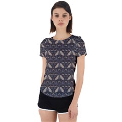 Moth Pattern Back Cut Out Sport Tee