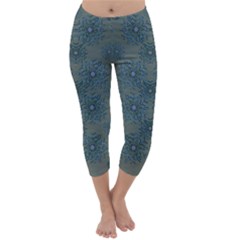 Decorative Wheat Wreath Stars Capri Winter Leggings  by pepitasart