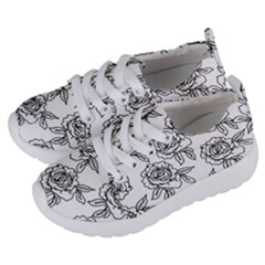 Line Art Black And White Rose Kids  Lightweight Sports Shoes