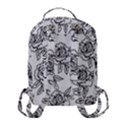 Line Art Black And White Rose Flap Pocket Backpack (Small) View3