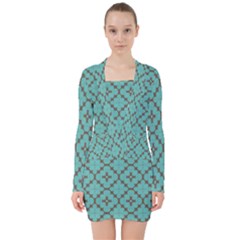 Tiles V-neck Bodycon Long Sleeve Dress by Sobalvarro