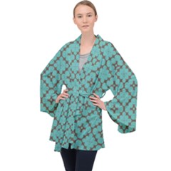 Tiles Long Sleeve Velvet Kimono  by Sobalvarro