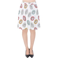 Happy Doodle Laugh Velvet High Waist Skirt by tmsartbazaar