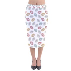 Happy Doodle Laugh Velvet Midi Pencil Skirt by tmsartbazaar