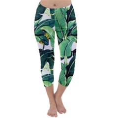 Tropical Banana Leaves Capri Winter Leggings  by goljakoff