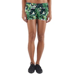 Tropical Banana Leaves Yoga Shorts by goljakoff