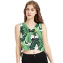 Tropical banana leaves V-Neck Cropped Tank Top View1